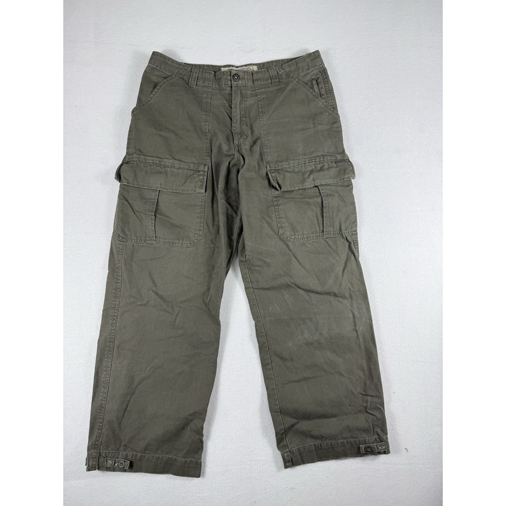 Vintage Lee Dungarees Mens Heavy Cotton Twill Cargo Pants Olive Green 34x28